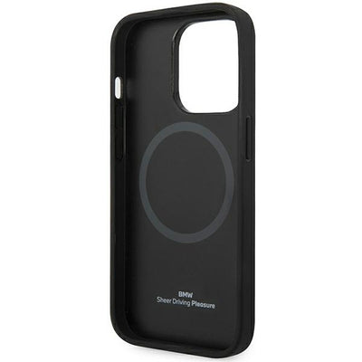 Case BMW BMHMP14L22RFGK iPhone 14 Pro 6.1" black/black Leather Diamond Pattern MagSafe