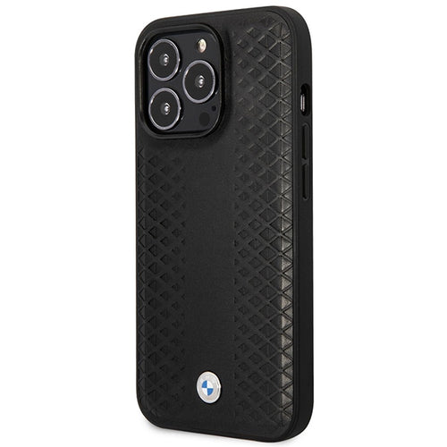 Case BMW BMHMP14X22RFGK iPhone 14 Pro Max 6.7" black/black Leather Diamond Pattern MagSafe