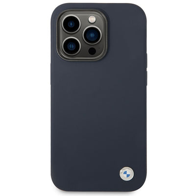 Case BMW BMHMP14XSILNA iPhone 14 Pro Max 6.7" navy blue/navy Silicone Metal Logo MagSafe