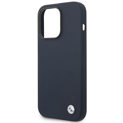 Case BMW BMHMP14XSILNA iPhone 14 Pro Max 6.7" navy blue/navy Silicone Metal Logo MagSafe
