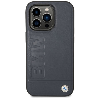 Case BMW BMHMP14XSLLNA iPhone 14 Pro Max 6.7" navy/navy hardcase Leather Hot Stamp MagSafe