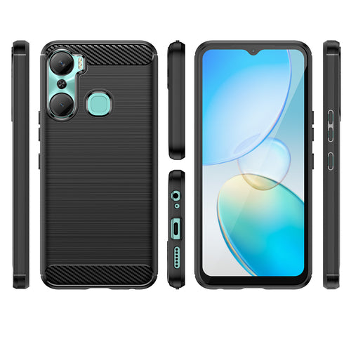 Carbon Case case for Infinix Hot 12 Pro flexible silicone carbon cover black — Hurtel