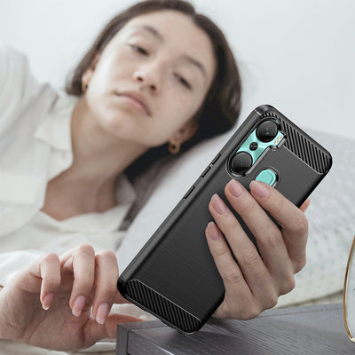 Carbon Case case for Infinix Hot 12 Pro flexible silicone carbon cover black — Hurtel