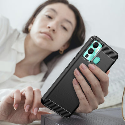 Carbon Case case for Infinix Hot 12 Play NFC / Hot 12 Play flexible silicone carbon cover black — Hurtel