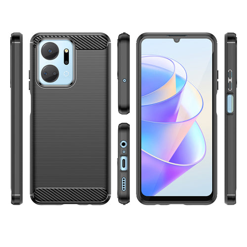 Carbon Case case for Honor Play 40 Plus / Honor X7a flexible silicone carbon cover black — Hurtel