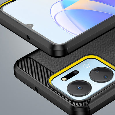 Carbon Case case for Honor Play 40 Plus / Honor X7a flexible silicone carbon cover black — Hurtel