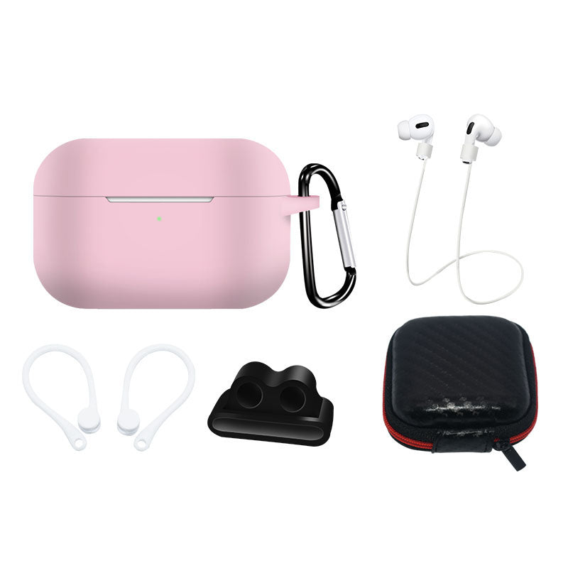Silicone Case Set for AirPods Pro 2 / AirPods Pro 1 + Case / Ear Hook / Neck Strap / Watch Strap Holder / Carabiner - pink — 