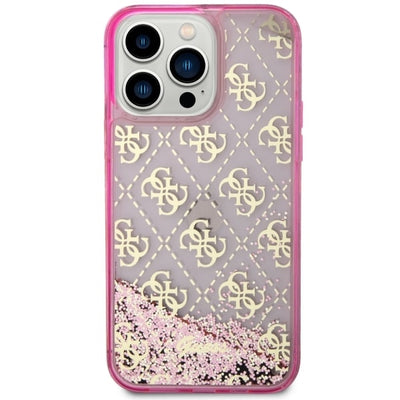 Guess GUHCP14LLC4PSGP iPhone 14 Pro 6.1" pink/pink hardcase Liquid Glitter 4G Transculent