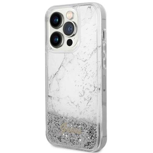 Guess GUHCP14LLCSGSGH iPhone 14 Pro 6.1" white/white hardcase Liquid Glitter Marble