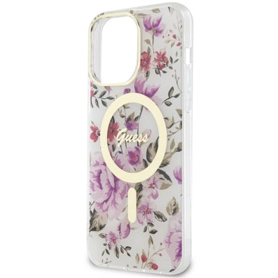 Guess GUHMP14LHCFWST iPhone 14 Pro 6.1" transparent hardcase Flower MagSafe