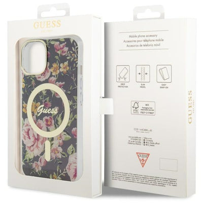 Guess GUHMP14MHCFWSK iPhone 14 Plus 6.7" black/black hardcase Flower MagSafe