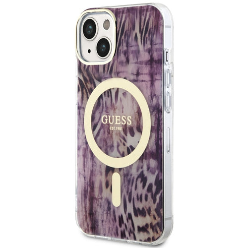 Guess Leopard MagSafe case for iPhone 14 - pink