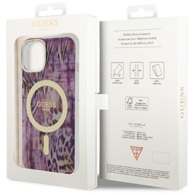 Guess Leopard MagSafe case for iPhone 14 - pink