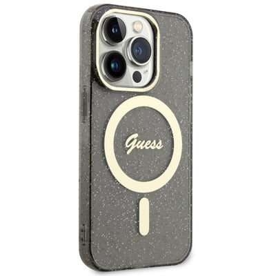 Guess GUHMP14XHCMCGK iPhone 14 Pro Max 6.7" black/black hardcase Glitter Gold MagSafe