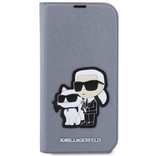 Karl Lagerfeld KLBKP14LSANKCPG iPhone 14 Pro 6.1" bookcase silver/silver Saffiano Karl & Choupette