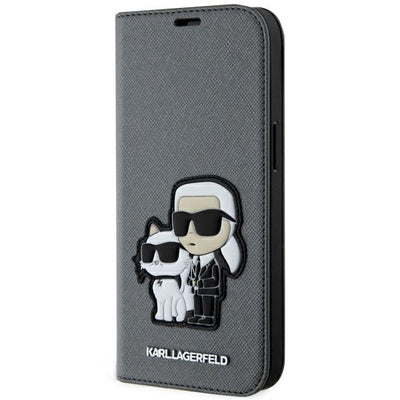 Karl Lagerfeld KLBKP14SSANKCPG iPhone 14 6.1" bookcase silver/silver Saffiano Karl &amp; Choupette