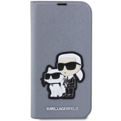 Karl Lagerfeld KLBKP14XSANKCPG iPhone 14 Pro Max 6.7" bookcase silver/silver Saffiano Karl &amp; Choupette