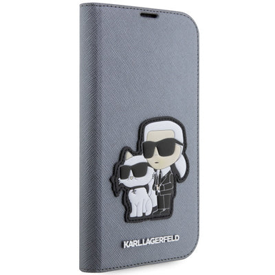 Karl Lagerfeld KLBKP14XSANKCPG iPhone 14 Pro Max 6.7" bookcase silver/silver Saffiano Karl &amp; Choupette