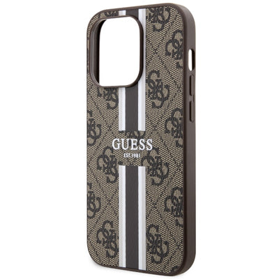 Guess GUHMP14LP4RPSW iPhone 14 Pro 6.1" brown/brown hardcase 4G Printed Stripes MagSafe