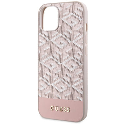 Guess GUHMP14MHGCFSEP iPhone 14 Plus 6.7" pink/pink hard case GCube Stripes MagSafe