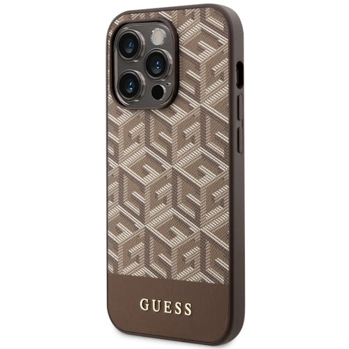 Guess GUHMP14XHGCFSEW iPhone 14 Pro Max 6.7" brown/brown hard case GCube Stripes MagSafe