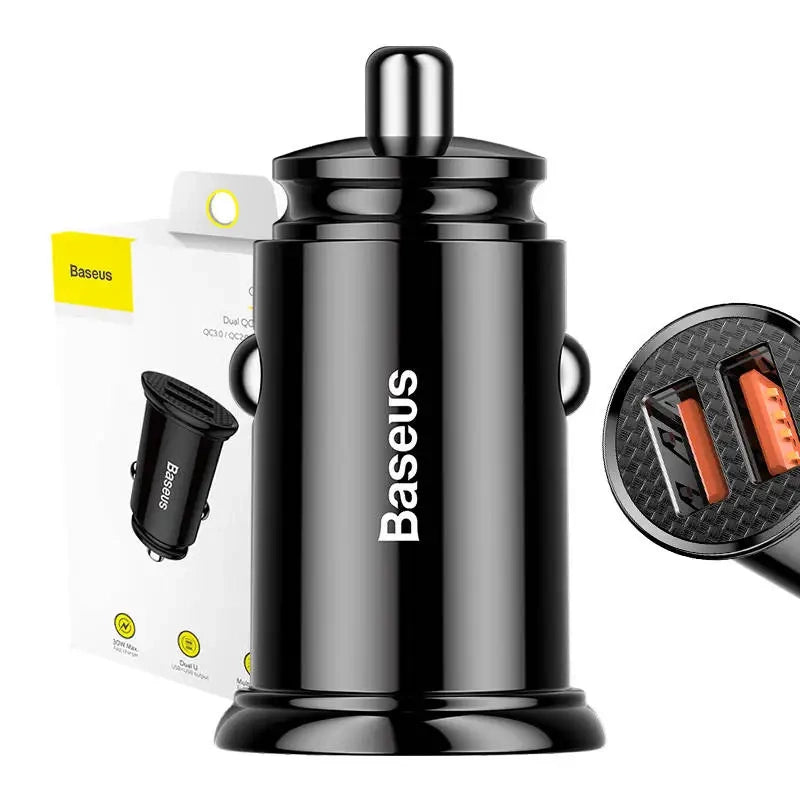 Baseus Circular 2xUSB QC3.0 5A 30W car charger (black) - Product Image 8