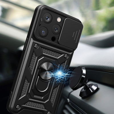 Armor Camshield Case with Stand and Camera Cover for iPhone 15 Pro Max Hybrid Armor Camshield - Blue — Hurtel