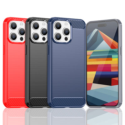 Flexible carbon pattern case for iPhone 15 Pro Max Carbon Case - blue — Hurtel