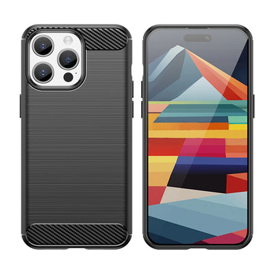 Flexible carbon pattern case for iPhone 15 Pro Max Carbon Case - black — Hurtel