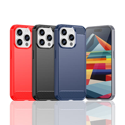 Flexible carbon pattern case for iPhone 15 Pro Carbon Case - black — Hurtel
