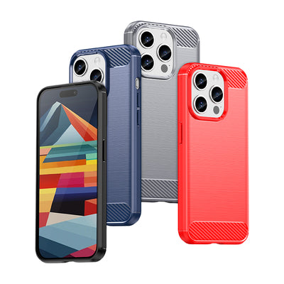 Flexible carbon pattern case for iPhone 15 Pro Carbon Case - black — Hurtel
