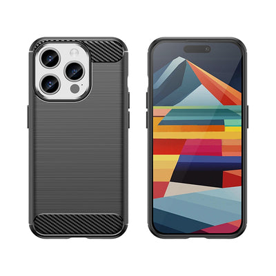 Flexible carbon pattern case for iPhone 15 Pro Carbon Case - black — Hurtel