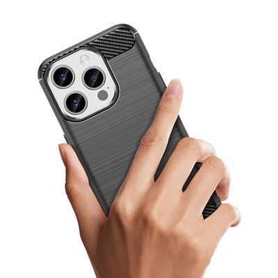 Flexible carbon pattern case for iPhone 15 Pro Carbon Case - black — Hurtel