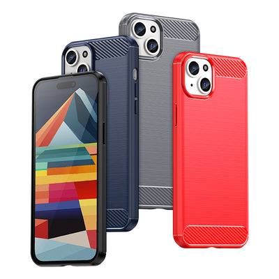 Flexible carbon pattern case for iPhone 15 Plus Carbon Case - blue — Hurtel