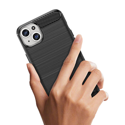 Flexible carbon pattern case for iPhone 15 Plus Carbon Case - black — Hurtel