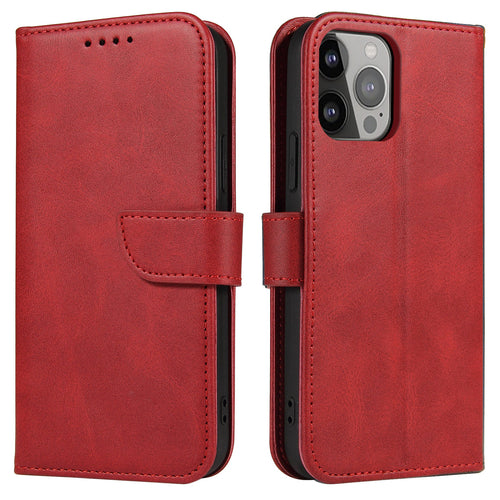 Wallet Case with Stand for iPhone 15 Pro Max Magnet Case - Red — Hurtel