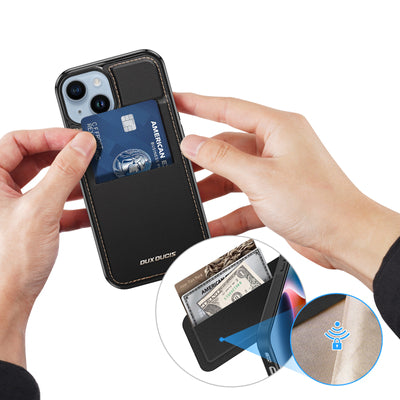 3in1 Wallet Case with Stand for iPhone 14 Plus MagSafe RFID Blocker Dux Ducis Rafi Mag - Black