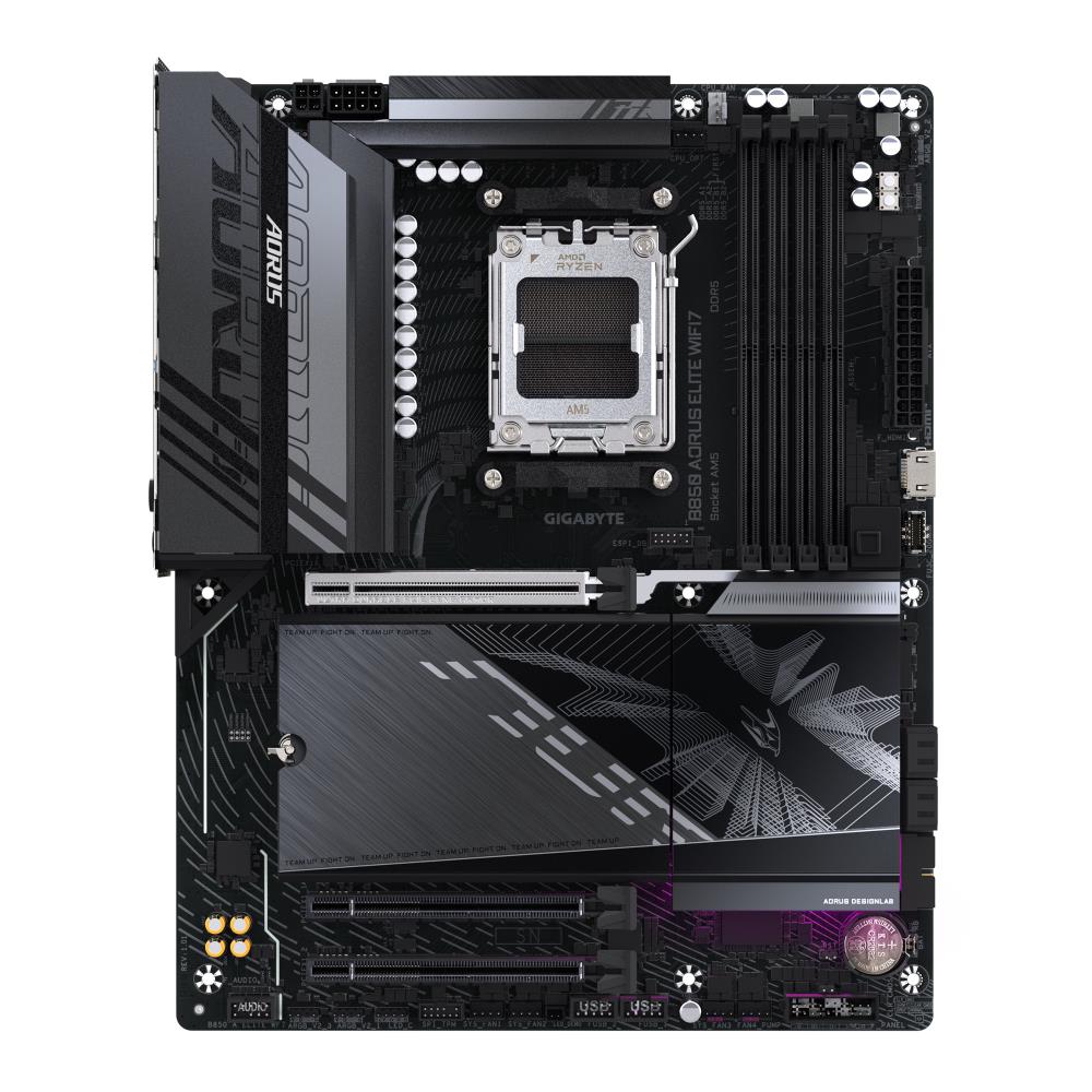 Mainboard GIGABYTE AMD B850 SAM5 ATX Memory DDR5 Memory slots 4 2xPCI-Express 3.0 16x 1xPCI-Express 5.0 16x 3xM.2 1xDisplayPort 4xUSB 2.0 7xUSB 3.2 1xUSB-C 1xOptical S/PDIF 1xRJ45 2xAudio port B850AELITEWF71.1
