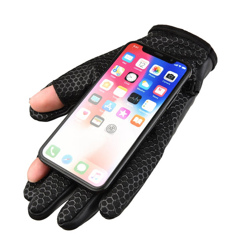 Men's insulated, anti-slip telephone gloves - black — Hurtel
