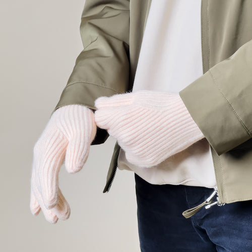 Braided phone gloves with cutouts for fingers - pink — Hurtel