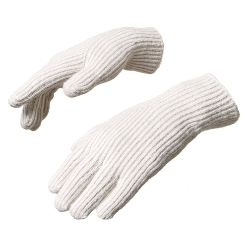 Braided telephone gloves with cutouts for fingers - beige — Hurtel