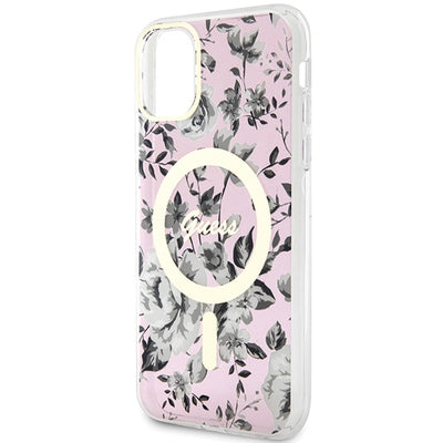 Guess GUHMN61HCFWSP iPhone 11 / Xr 6.1" pink/pink hardcase Flower MagSafe