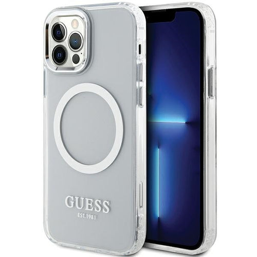Guess Metal Outline Magsafe case for iPhone 12 / iPhone 12 Pro - silver