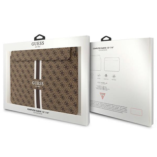Guess 4G Printed Stripes cover for a 14" laptop - brown
