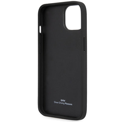 Case BMW BMHCP14S22RVSK iPhone 14 6.1" black/black hardcase Leather Stamp Blue Lines