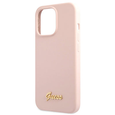 Guess GUHCP13XLSLMGLP iPhone 13 Pro Max 6.7" light pink/light pink hardcase Silicone Script Gold Logo