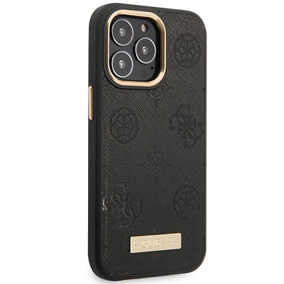 Guess GUHMP14LSAPSTK iPhone 14 Pro 6.1" black/black hardcase Peony Logo Plate MagSafe