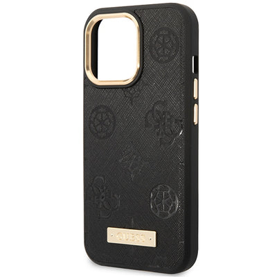 Guess GUHMP14LSAPSTK iPhone 14 Pro 6.1" black/black hardcase Peony Logo Plate MagSafe