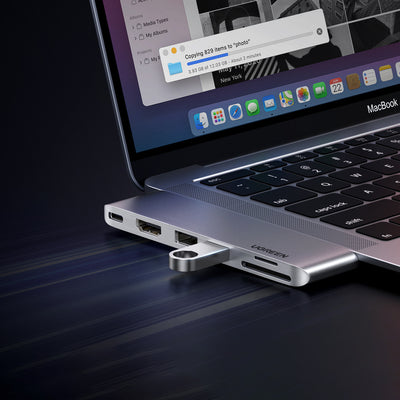 HUB Ugreen CM380 2xUSB C - HDMI/2xUSB 3.0/SD TF/USB C PD - gray