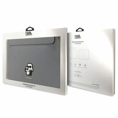 Karl Lagerfeld Saffiano Karl&amp;Choupette case for a 16" laptop - silver